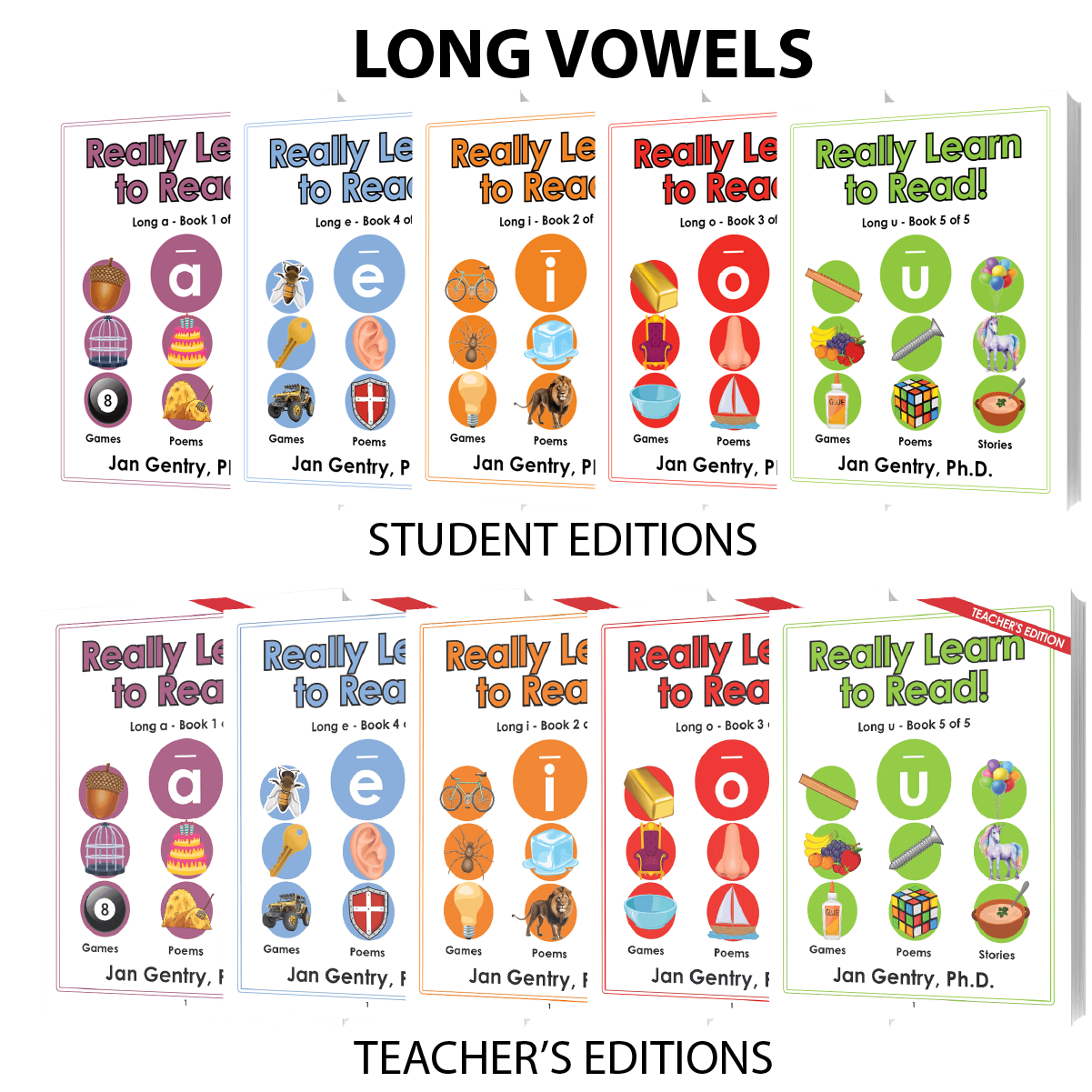 Really Learn To Read! Long Vowel Reading Lesson Book Series by Dr. Jan Gentry